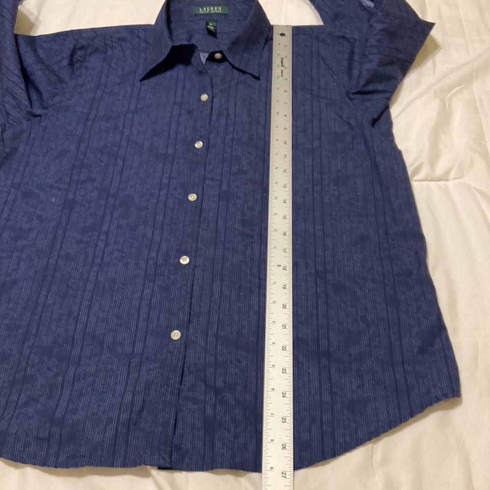 Ralph Lauren Blue Button Down Shirt XL Textured 3/4 Sleeve Classic Lightweight - Picture 7 of 10
